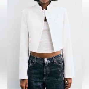 Zara white crop blazer NWT